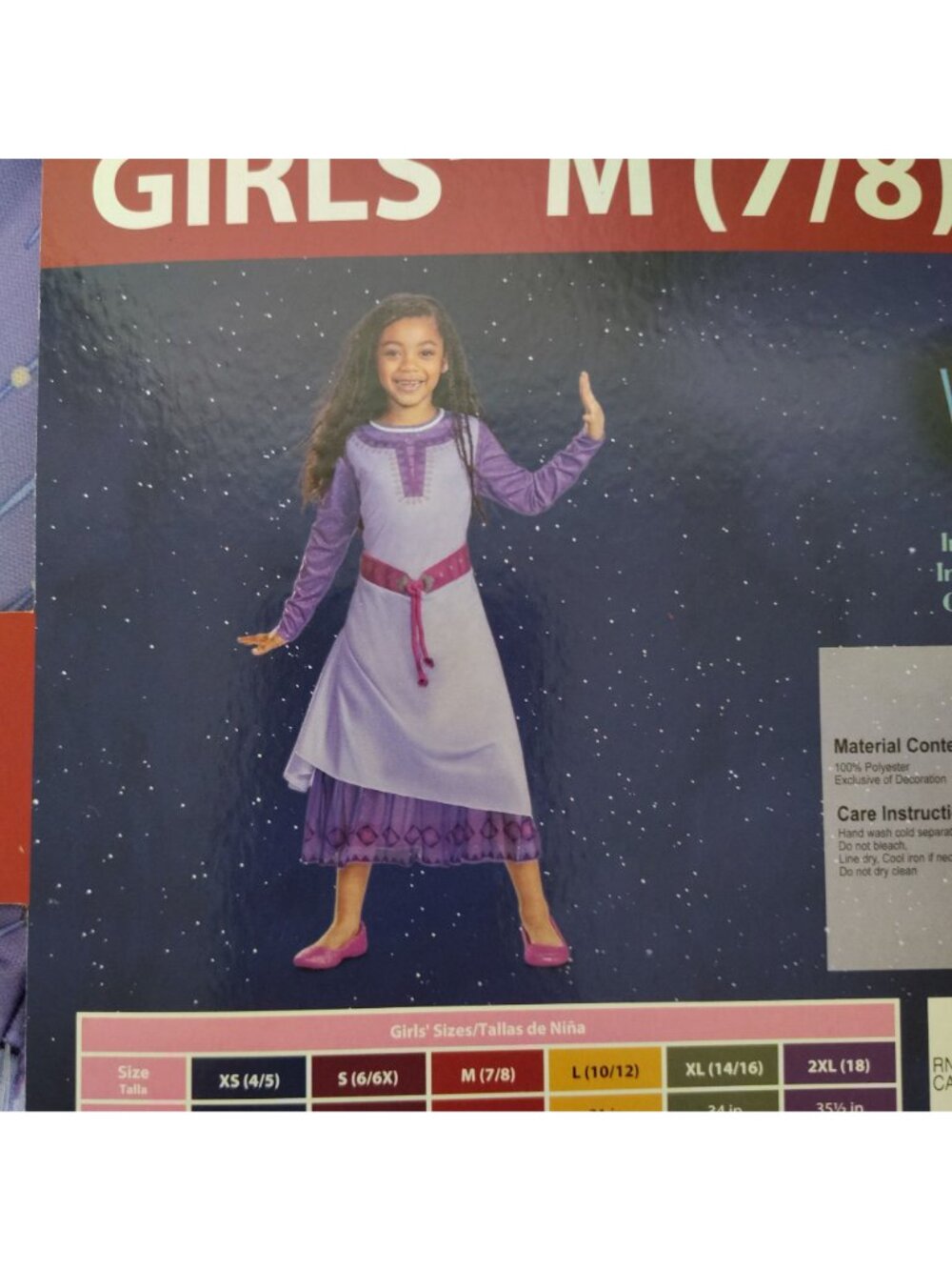 Disguise Disney Girls M (8) Wish Asha Purple Long Sleeve Dress Halloween Costume - Picture 10 of 11